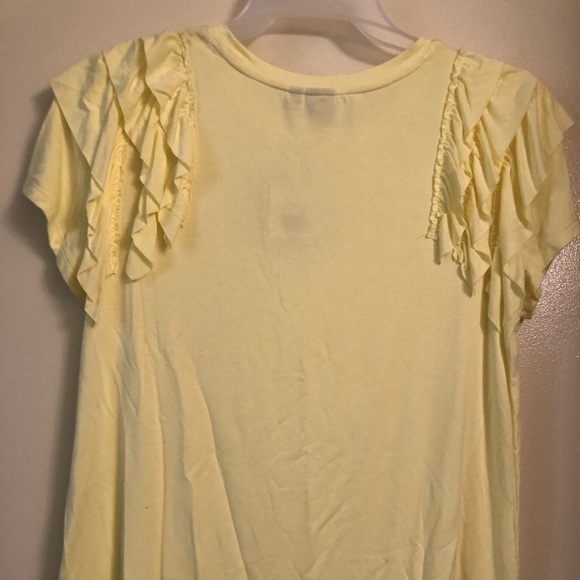 Kaari Blue Yellow Ruffle Short Sleeve Top - Picture 6 of 6